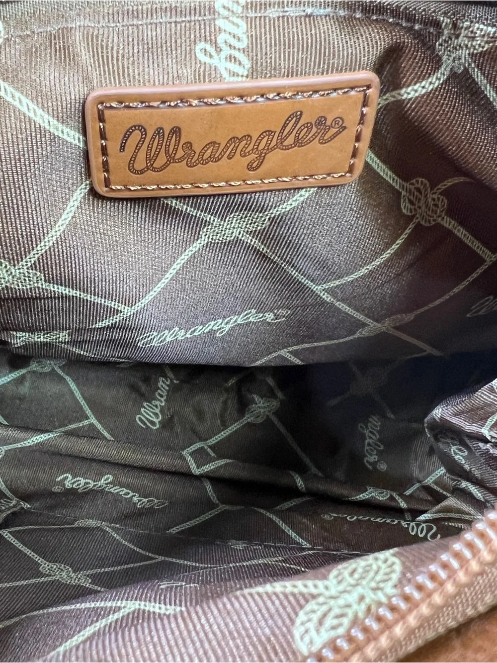 Wrangler Montana West Hobo Two Tone Brown Top Handle Zip Closure Handbag